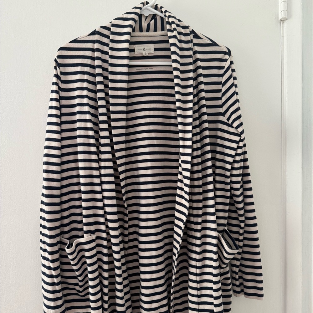 Striped navy and cream Women's cardigan